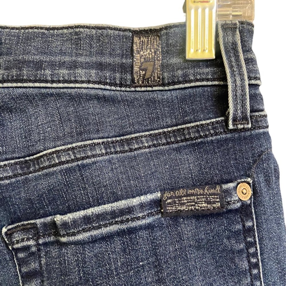 7 For All Mankind Jeans Women's 27 Blue‎ High Rise Flare Leg Ripped Distressed - Picture 5 of 9